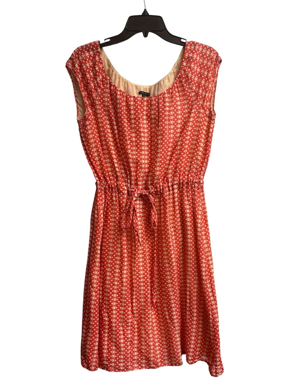 Theory 100% Cotton Polka Dot Tie Waist Shift Dress Size Large
